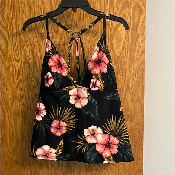 Kona Sol size Large Floral Black Sleeveless Top - Picture 1 of 5